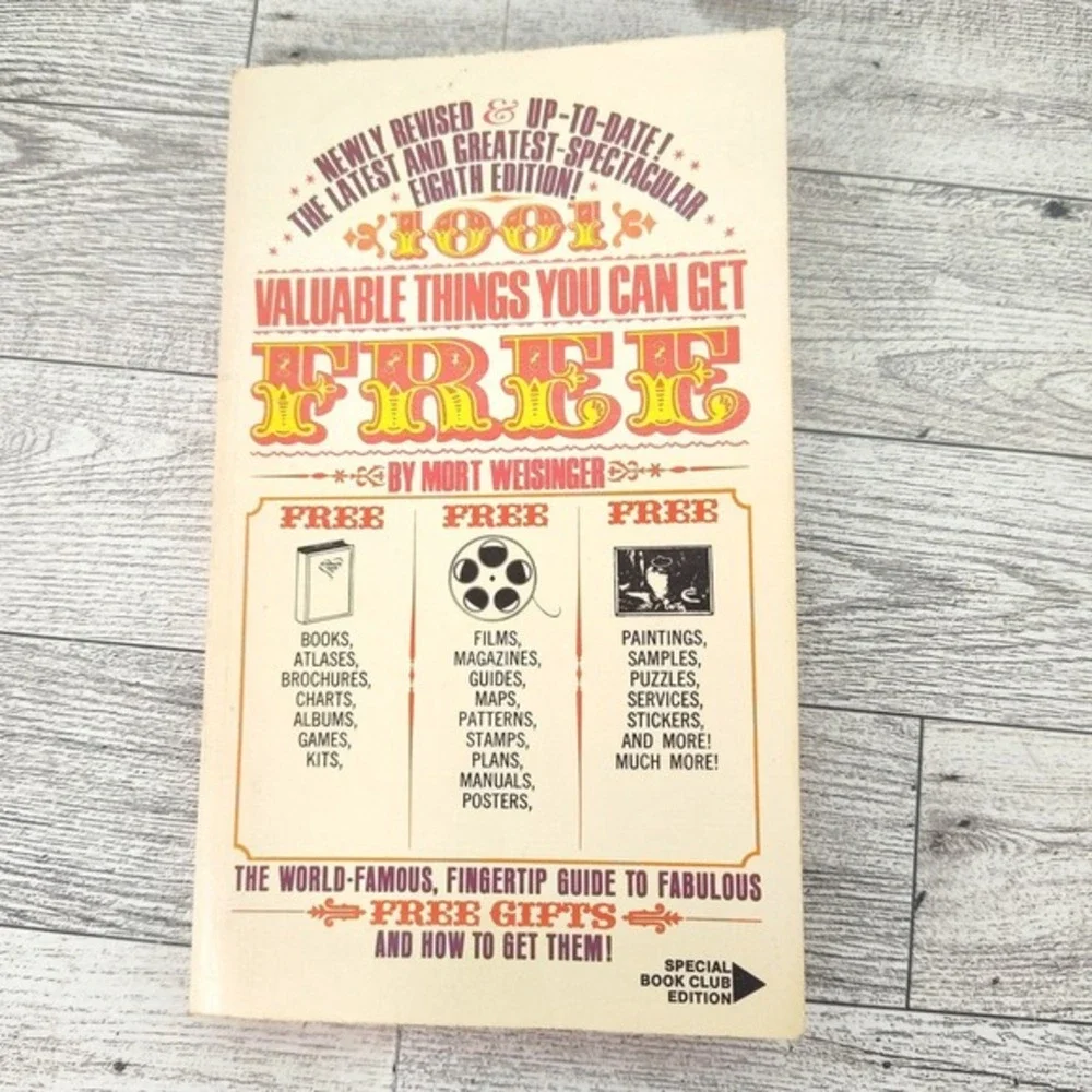 1001 Valuable Things You Can Get For Free Mort Weisinger 1972 Bantam Vintage‎ PB
